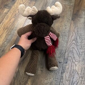 Scentsy Buddy Monty the Moose Plush Brown Textured Holiday Scarf 15 Inch